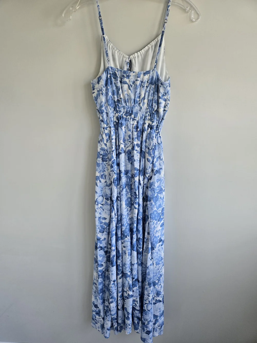 Abercrombie & Fitch White and Blue Floral Spaghetti-Strap Maxi Dress
